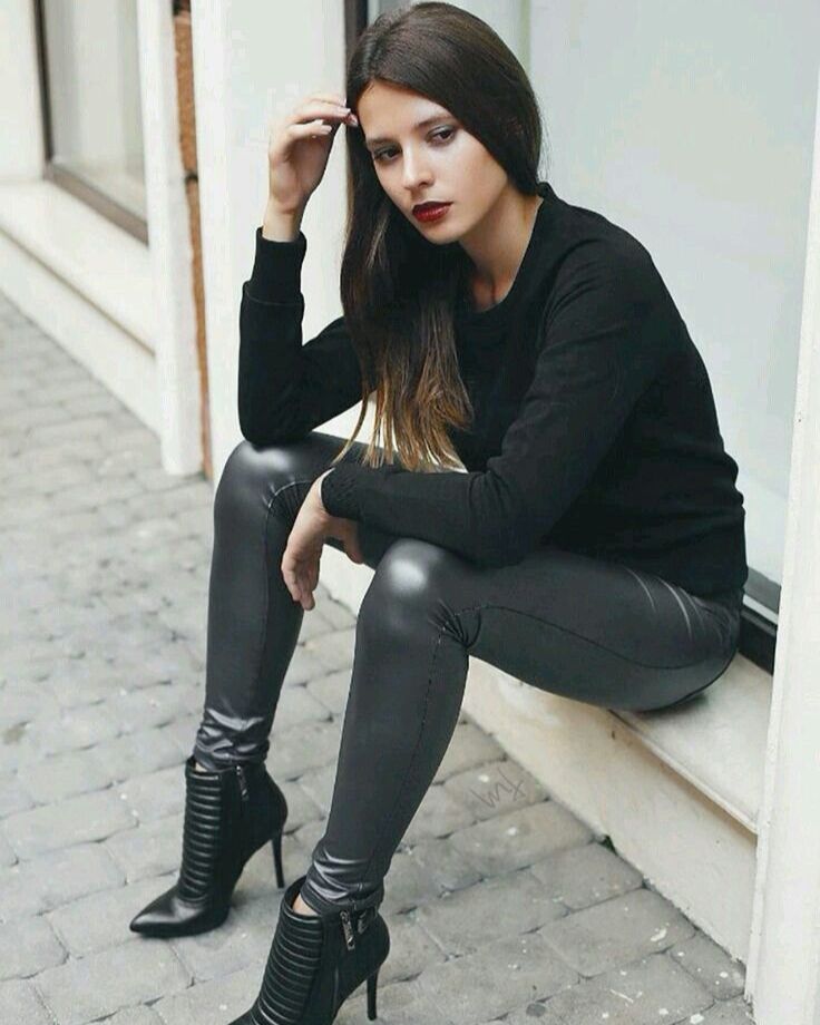 Leather Leggings with Ankle Boots